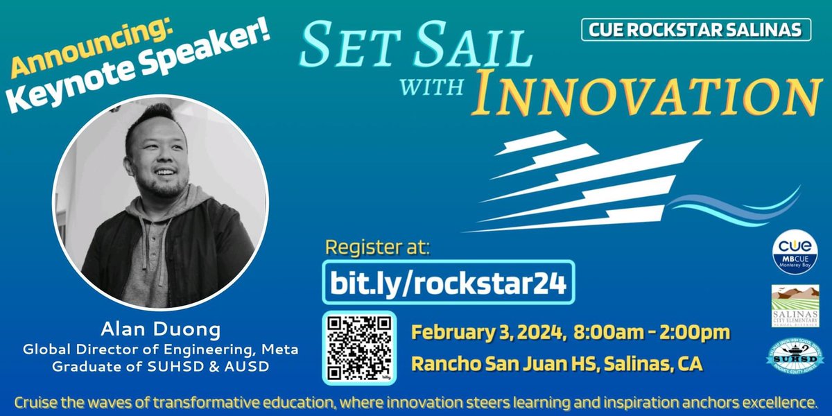 Join us on 2/3/24 as we sail with the latest 🌟innovations and mind-blowing Edtech tools! Save the date and  get ready to be  inspired🚀! 
#setsail24 #mbcue #alisalstrong #alisalfuerte I