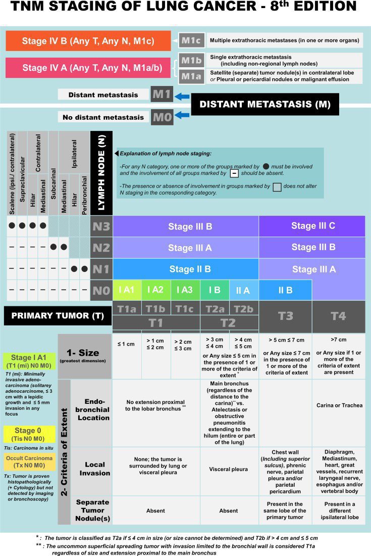 TNM Staging of Lung Cancer - Eighth Edition, published online 2018 by the Oncologist (doi: 10.1634/theoncologist.2017-0659) #Pulmtwitter #Medtwitter h/t

@BrownJHM