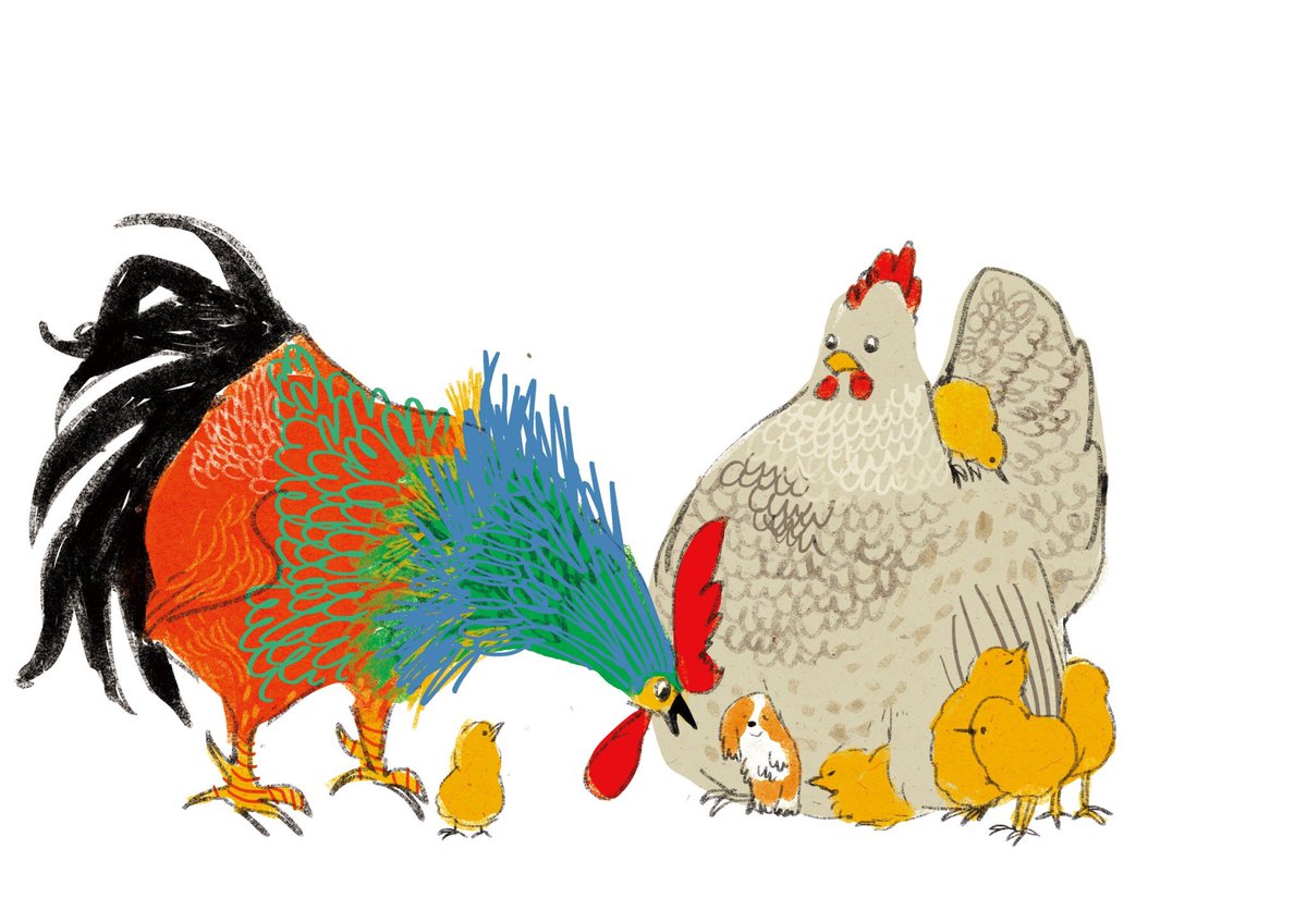 「鶏好き 」|ももろ　4／20発売絵本「パンダのパクパクきせつのごはん」のイラスト