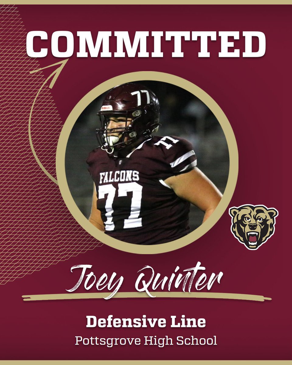 Joey Quinter (@joeyquinter9977) on Twitter photo I am very excited to announce that I will be continuing my academic and athletic career at Kutztown University! Thanks to all the coaches who helped me through this process. <a href="/KUBearsFootball/">Kutztown Football 🐻</a> <a href="/KUHC_Clements/">Jim Clements</a> <a href="/CoachCella_KU/">Matt Cella</a> <a href="/CoachFargo_KUFB/">Eric Fargo</a> <a href="/PGFalconsFB/">Pottsgrove Football</a> I am very excited to announce that I will be continuing my academic and athletic career at Kutztown University! Thanks to all the coaches who helped me through this process. <a href="/KUBearsFootball/">Kutztown Football 🐻</a> <a href="/KUHC_Clements/">Jim Clements</a> <a href="/CoachCella_KU/">Matt Cella</a> <a href="/CoachFargo_KUFB/">Eric Fargo</a> <a href="/PGFalconsFB/">Pottsgrove Football</a>