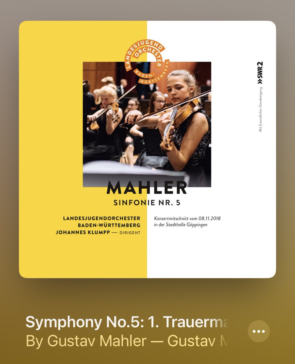 昨日の東大オケの演奏会を聴いて聴きたくなったのはこちら。

指揮:ヨハネス・クルンプ
オケ:バーデン=ヴュルデンブルク州立ユース管弦楽団

勢いがあって爽快に駆け抜ける大好きなマーラー5番😊

#NowPIaying #Mahler #クラッシック音楽