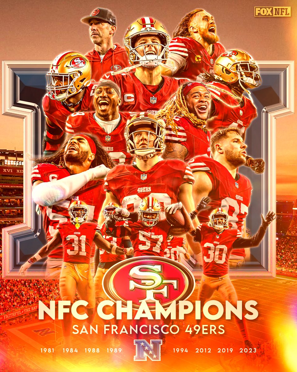 FOX Sports: NFL (@nflonfox) on Twitter photo BANG BANG‼️
THE <a href="/49ers/">San Francisco 49ers</a> ARE NFC CHAMPIONS AND ARE HEADED TO THE SUPER BOWL 🔥 #FTTB BANG BANG‼️
THE <a href="/49ers/">San Francisco 49ers</a> ARE NFC CHAMPIONS AND ARE HEADED TO THE SUPER BOWL 🔥 #FTTB