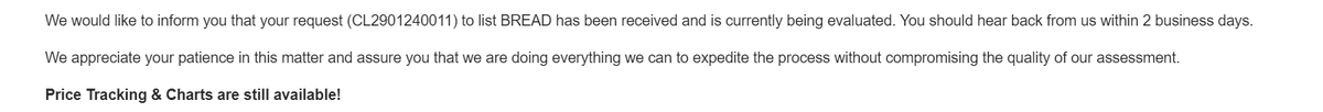 The $BREAD CoinGecko application has been submitted.
