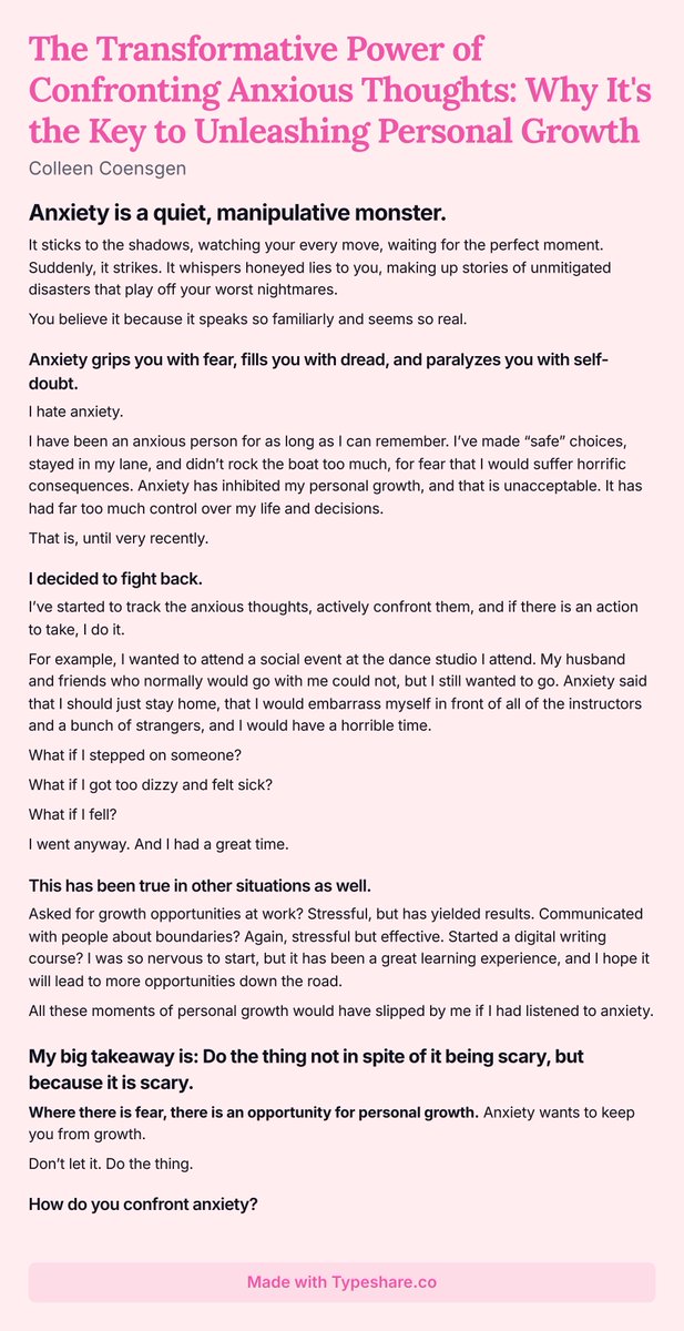 CEC_Creations's tweet photo. The Transformative Power of Confronting Anxious Thoughts: Why It's the Key to Unleashing Personal Growth https://t.co/nuhVsLF9xb
