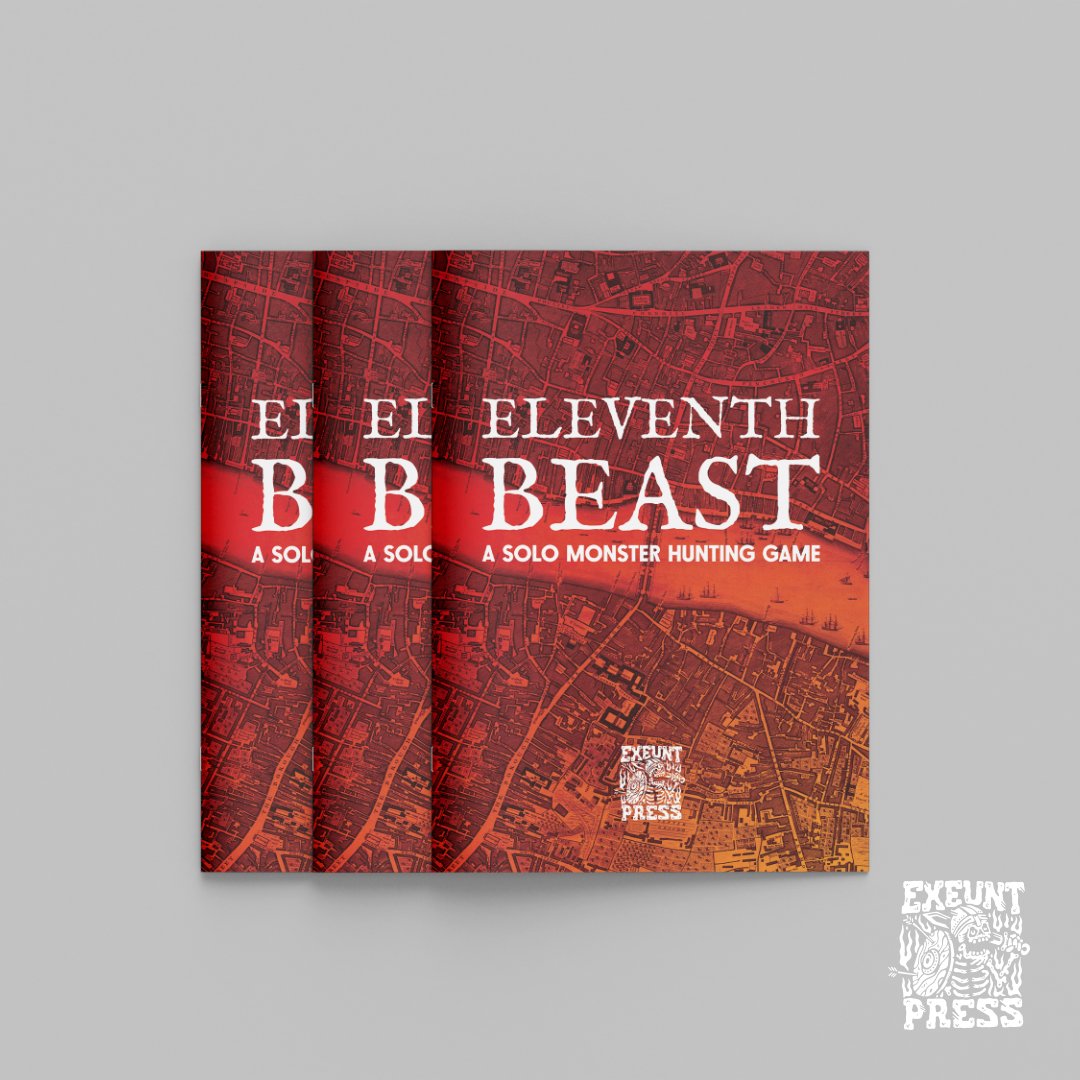 You are a monster hunter in 18th century London. Investigate rumors. Gather wards and weapons. Begin the hunt!

Eleventh Beast - A solo monster hunting game by Exeunt Press.

Available in print: exeunt.press/shop/p/elevent…
