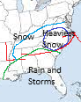 The setup for the early February snowstorm is interesting... We have 3 scenarios, none of which have an upper hand over the other.
1. The 1st scenario is the low ends up more suppressed or south. This would limit how far north moisture can get and displace precipitation from