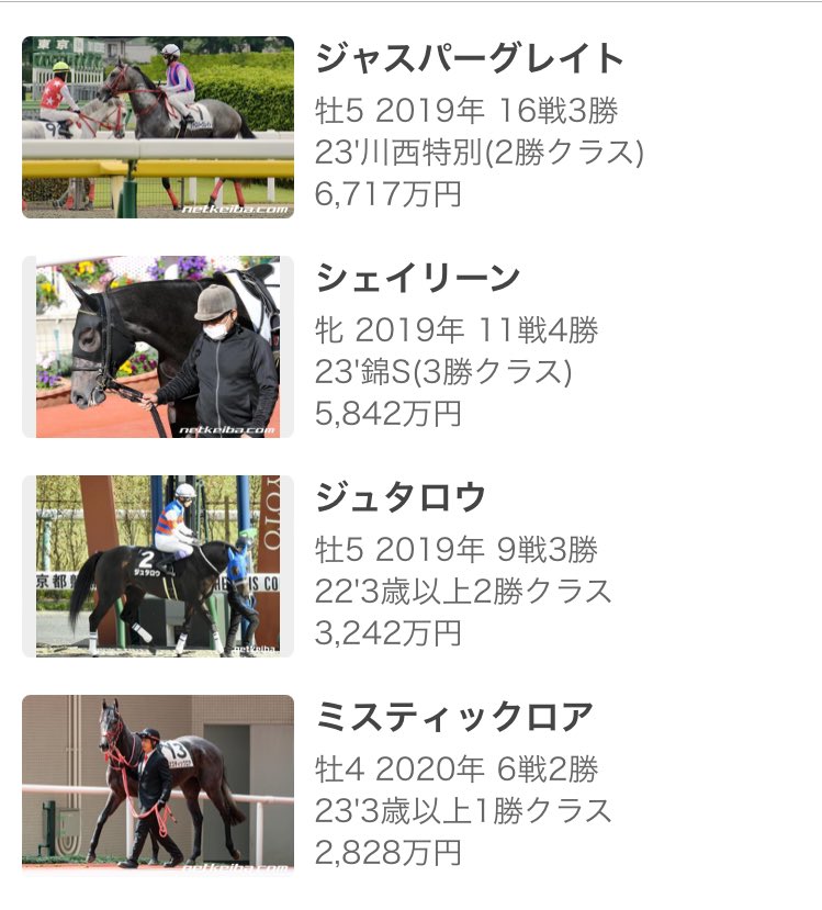 改めて調べるとアロゲートの牡馬って日本では中央3勝が最高なのか？
ミスティックロアはそれに並んだということで

種馬の夢が少しずつ現実的に…もちろんもっと勝ってもらわないとだが😁