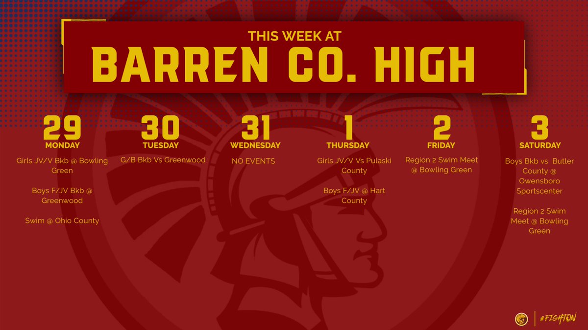 Here is this week's BCHS athletics schedule.  #WeAreBC