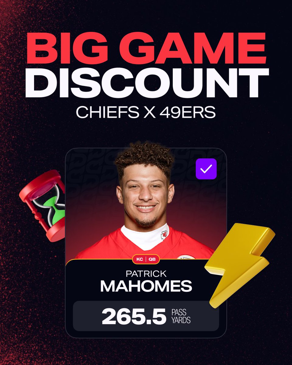 PrizePicks's tweet image. We wanted to say THANK YOU to our members for playing #PrizePicks by giving you the opportunity to discount Mahomes’ Big Game passing square! 🔥

Reply and quote this tweet with #FreeSquare and we will discount Mahomes to 0.5 when this tweet hits…

➡️ 5k Quote Tweets 
➡️ 5k…