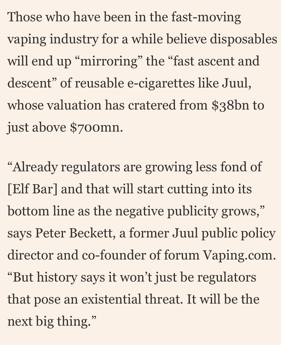 As UK govt announces an outright ban on disposable vapes, I’m reminded of this line from big read which @alexandraheal and I wrote almost exactly a year ago…