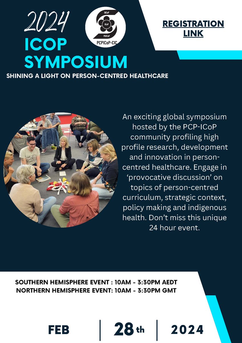 Join us for this exciting event #personcentred #healthcare Register here pcp-icop.org/symposium-regi… @FoNScharity @QNI_Scotland @WestSydHealth @SydneyLHD @SVHSydney @SydneyPolicyLab @CDNMANZ @SigmaNursing @RegionSigma @AndreaMcClough1 @NZGerontology @CollegeNzno @acn_tweet