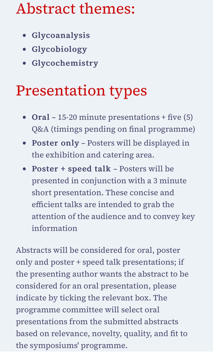 5TH AUSTRALASIAN
GLYCOSCIENCE SYMPOSIUM
27 - 30 AUGUST 2024 | TE WHANGANUI-A-TARA, WELLINGTON

Call for abstracts
Abstract submissions will close 11:59pm NZST, Friday 10 May 2024