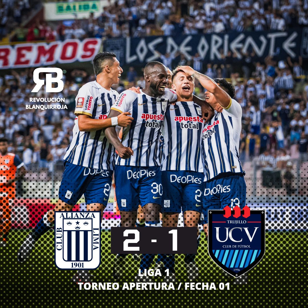 ¡𝗧𝗥𝗜𝗨𝗡𝗙𝗢 𝗕𝗟𝗔𝗡𝗤𝗨𝗜𝗔𝗭𝗨𝗟! Alianza Lima venció 2-1 a César Vallejo por la primera fecha de la #liga1. Cecilio Waterman y Catriel Cabellos anotaron los goles del triunfo. #AlianzaLima