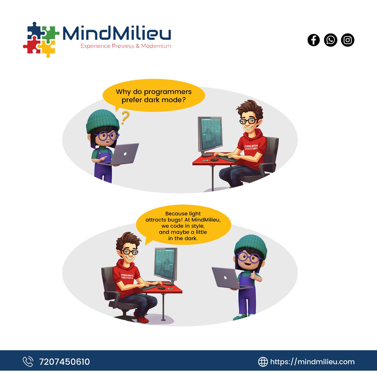 mindmilieu's tweet image. Coding in style at MindMilieu: Embracing the dark side because in the world of programming, light attracts bugs! 💻🌌 #CodingInStyle #DarkMode