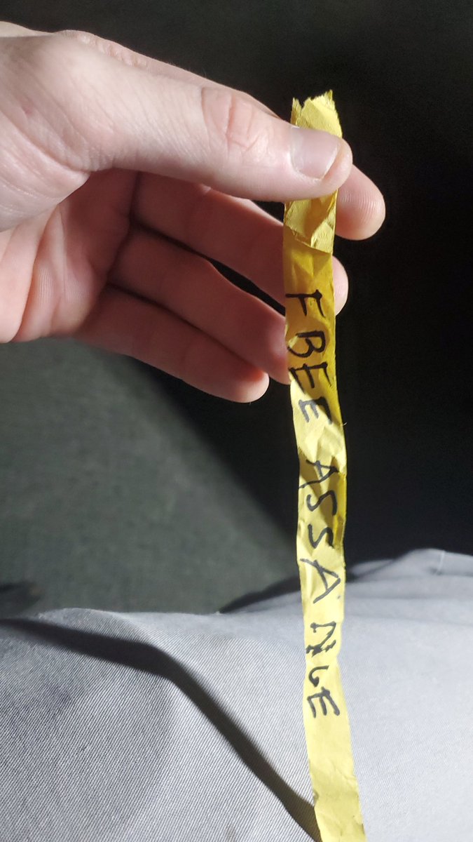 Found a yellow ribbon on the floor after this open mic, made me think of #yellowribbons4assange so got a sharpie and gonna find somewhere to put it