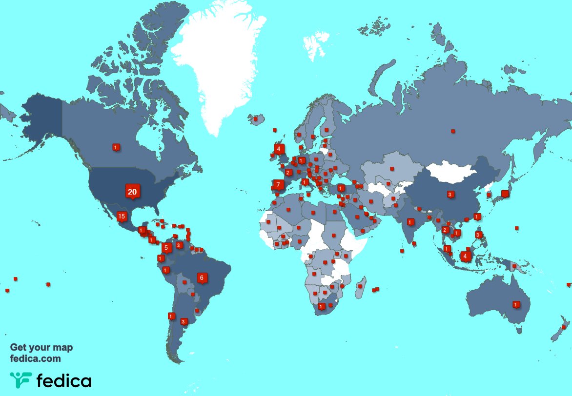 I have 72 new followers from India 🇮🇳, UK. 🇬🇧, and more last week. See fedica.com/!RobbieRojo