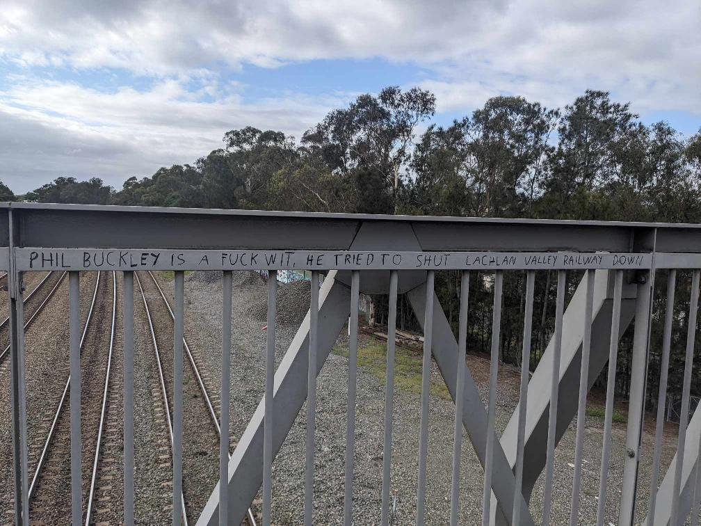 #rail #trains #railfans #huntervalley #Australia #gonebad #pissed #upset
#angry Somewhere in the huntervalley in nsw australia is this footbridge with the message on it.
I guess the guy pissed off 1 too many people