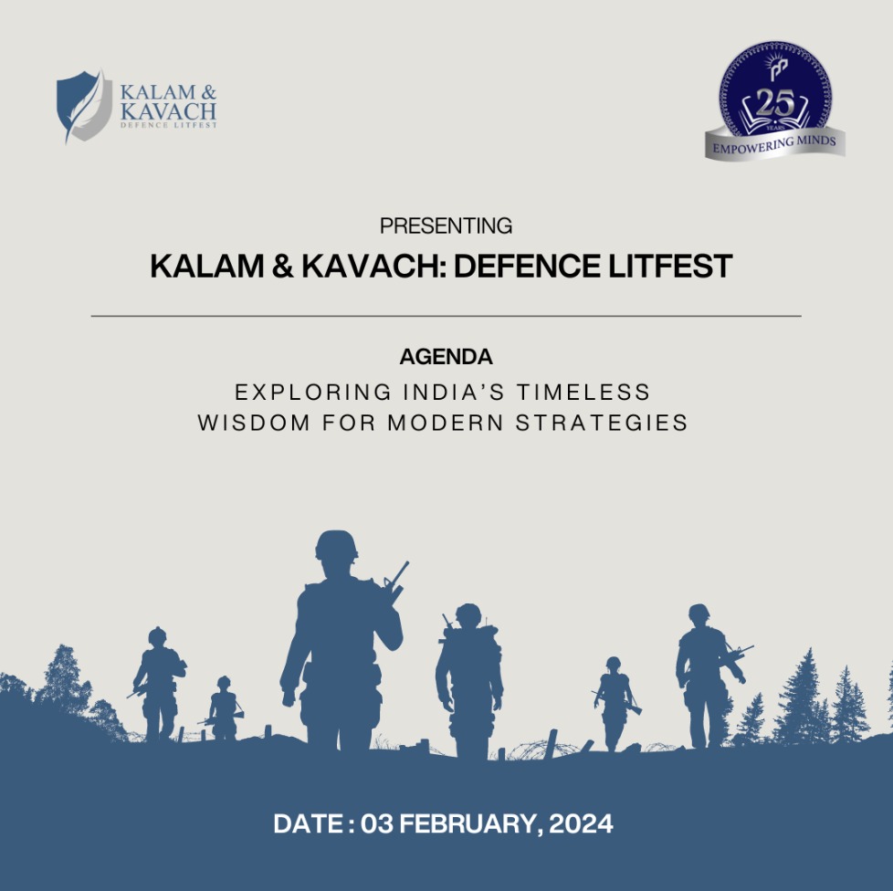 Join us on 3rd Feb for Kalam and Kavach, where the resonance of ancient wisdom creates shields of language and quills wield the power of armor, in an extraordinary fusion of knowledge and protection.

#LiteratureFest #KalamKavachLitfest #KalamAndKavach #DefenceLitfest #IndianArmy