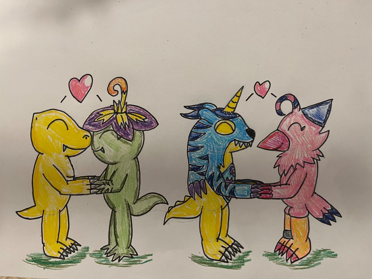 BlueVampirefox's tweet photo. Agumon and Palmon,Gabumon and Biyomon for your timeline. Also, Tai and Mimi,Matt and Sora are some of my favorite Digimon couples. #Digimon #Agumon #Palmon #Gabumon #Biyomon #Taimimi #Sorato #digimonadventure #digimonfanart #Fanart #AnimeArt https://t.co/thfuHhIaEl