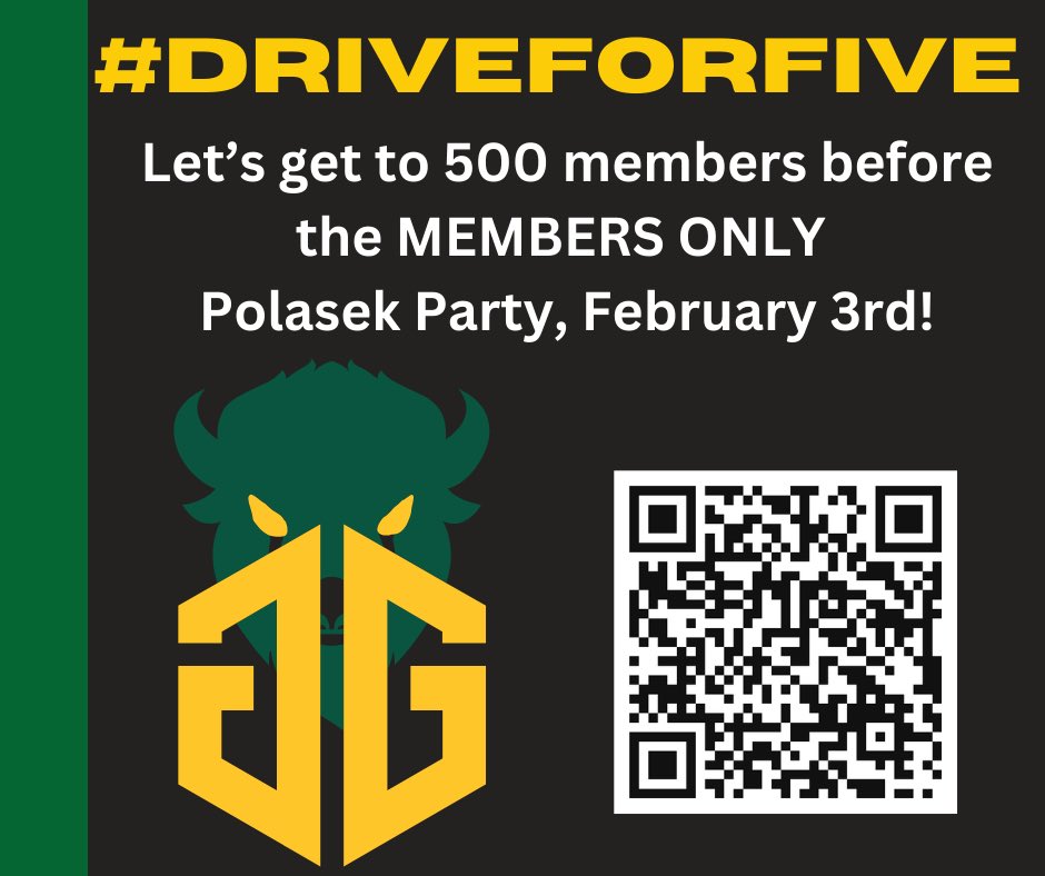 BisoNation-you showed up before, let’s do it again-reach 500 members before next weekend-let’s pack @HerdandHorns for the Polasek Party next weekend. Join NDSU student athletes and fellow members for a fun meet n’greet! #NIL #tellyourfriends #weneedyou
