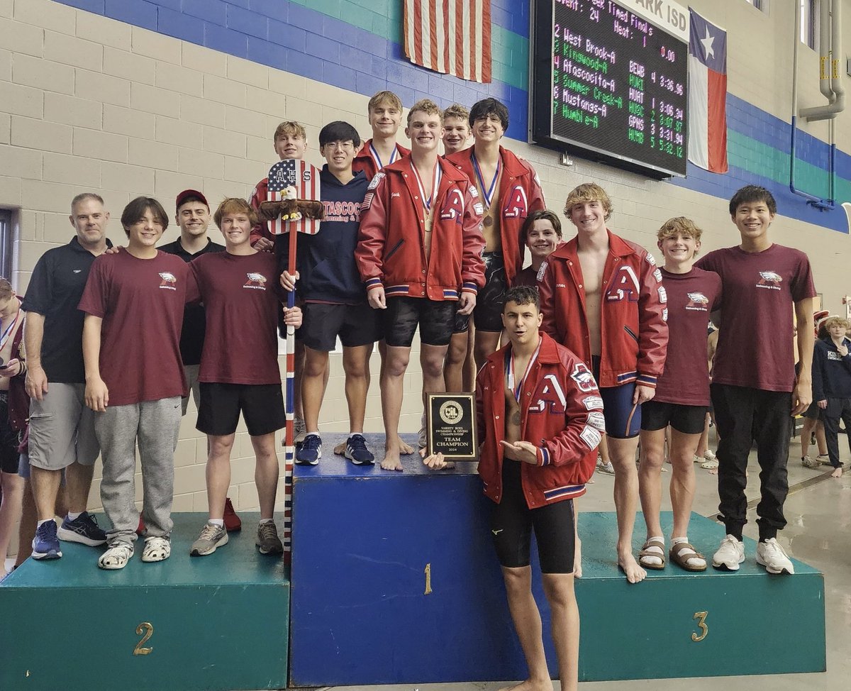 For the first time in school history our Atascocita Boys Swimming &amp; Diving team are District Champs!!! 
And our girls took 2nd! 
We are so proud! 
<a href="/HumbleISD_AHS/">The Atascocita HS</a> <a href="/HumbleISD_Ath/">Humble ISD Athletics</a>