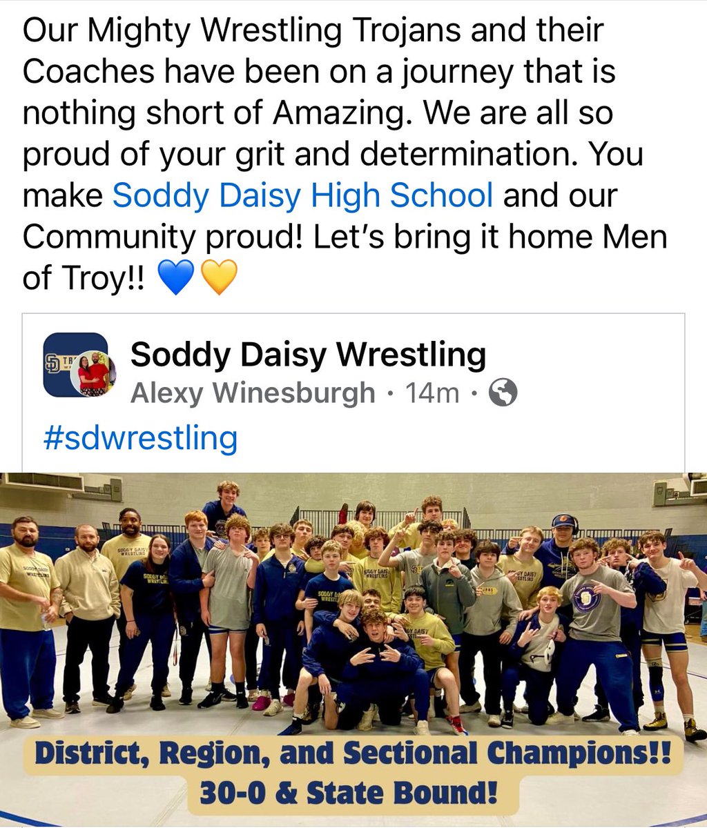 Hey Soddy-Daisy, look what’s happening in the Land of Troy! 💙💛
#TrojanArmyStrong