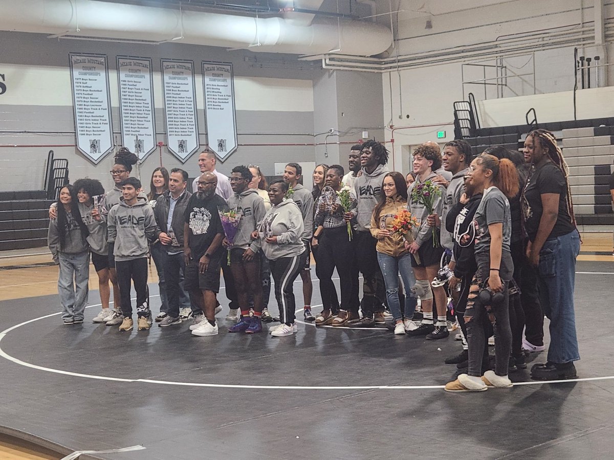 Meade Senior Wrestlers and their families! <a href="/MeadeHSAACPS/">MeadeHSAACPS</a> <a href="/principal_durr/">Dr. Ryan Durr</a> <a href="/MeadeAthletics/">Meade Athletics</a>
