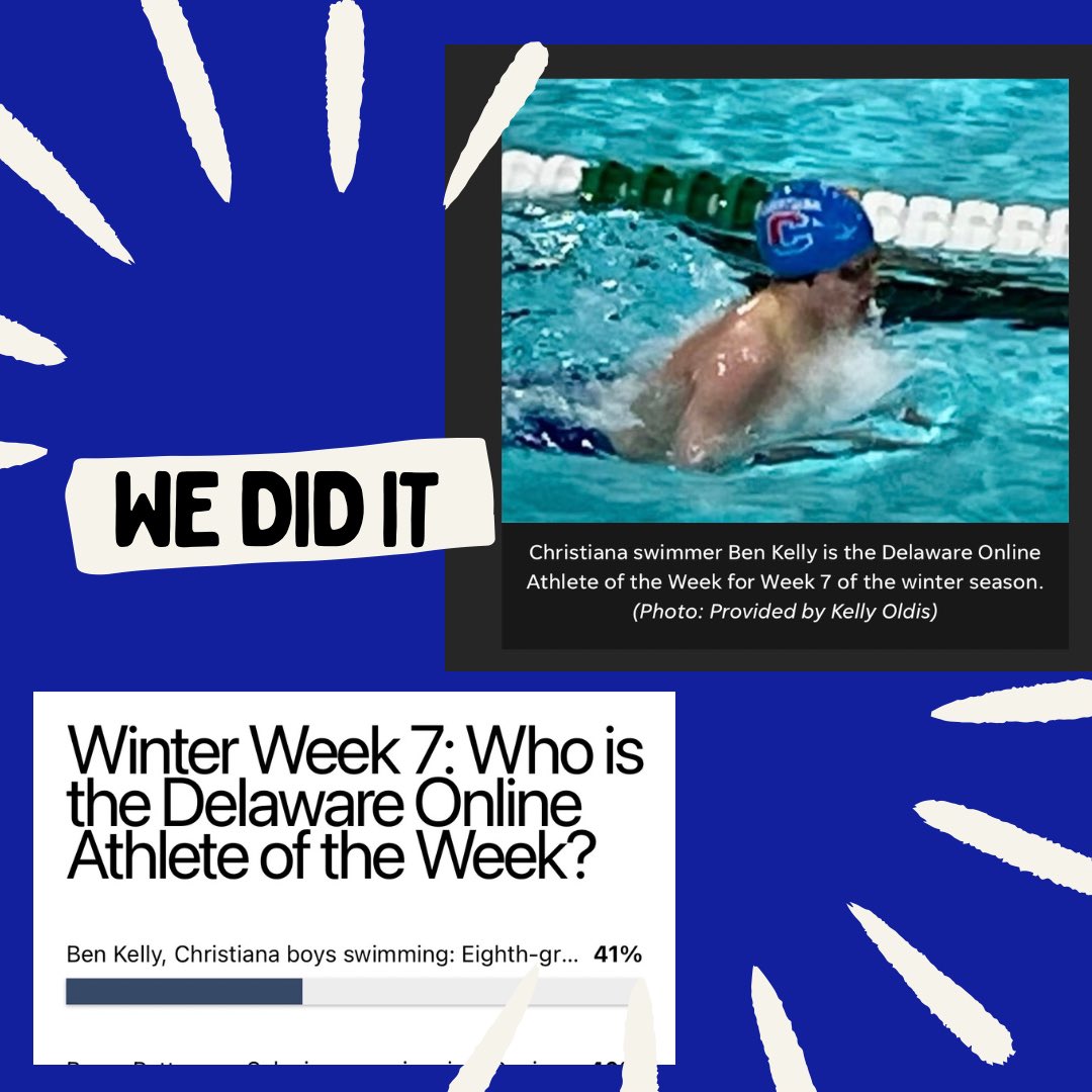 ATHLETE OF THE WEEK 
Congratulations Ben! And THANK YOU to every Viking that voted to support Ben and the #ChristianaVikings Swim Team