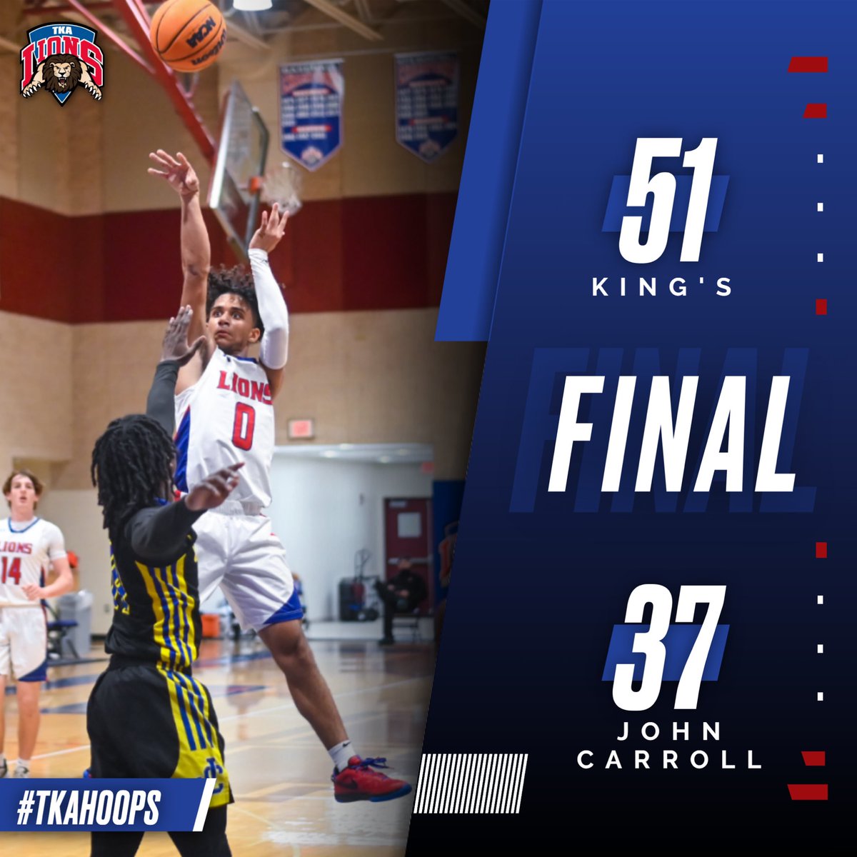 The Lions pull out a defensive battle with John Carroll to improve to 17-6 on the season. Javian Jones led the scoring with 16 points. Matt McPherson added 14. #tkahoops 🏀

<a href="/TKAWPB/">The King's Academy</a> <a href="/pbphighschools/">Post on High Schools</a> <a href="/ESPNTop63/">ESPN Top 63</a> <a href="/ESPNWestPalm/">ESPN WEST PALM (106.3 FM)</a> <a href="/PBCBBallForum/">#PBCHOOPS</a>