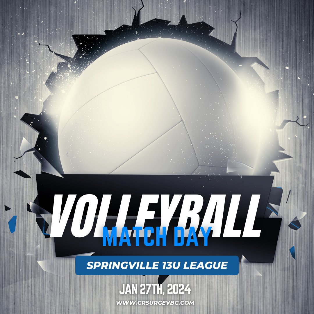 The CR Surge VBC U13 team is back in action today at the Springville League. Good luck ladies!!!