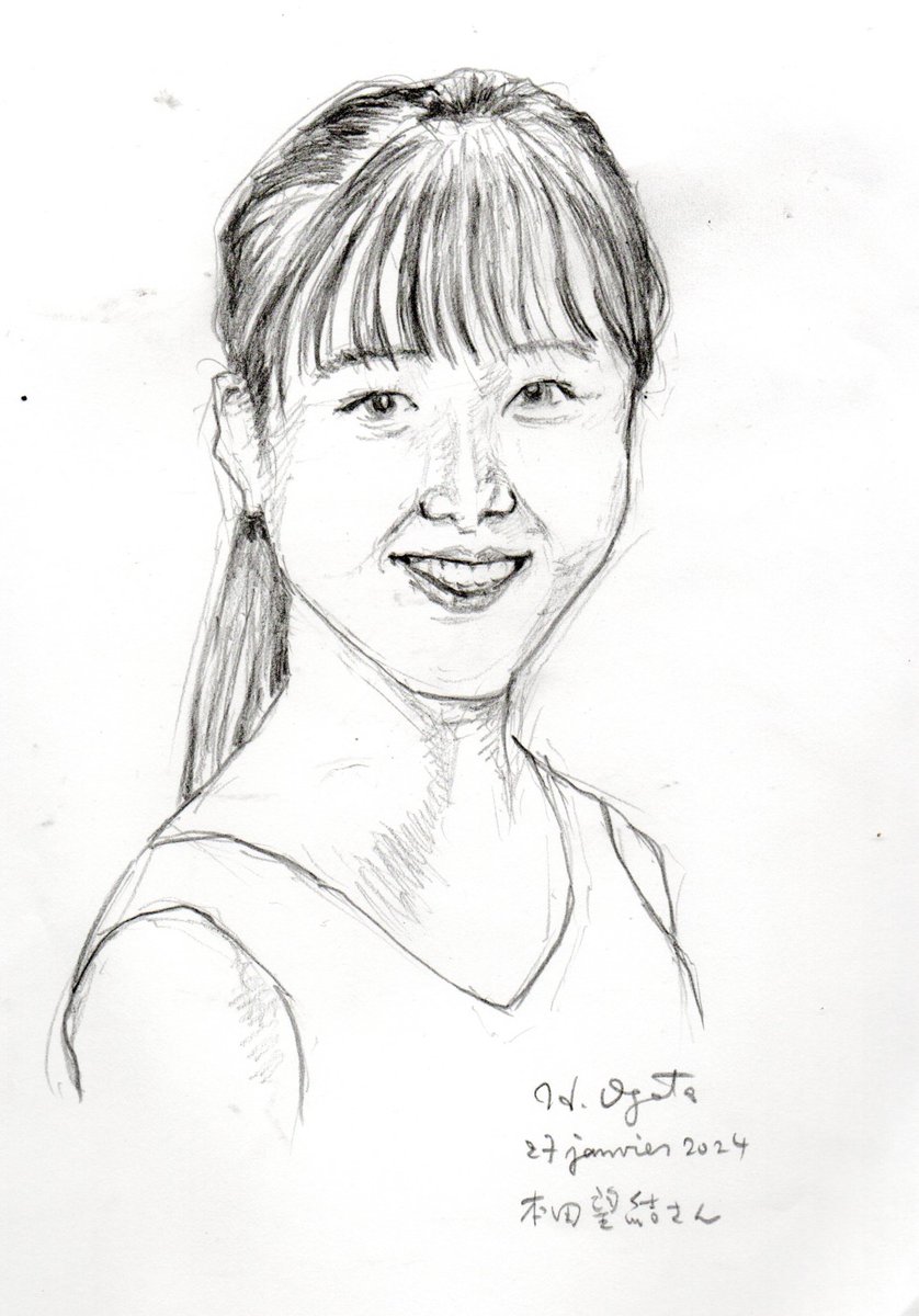 本田望結さん
Miyu Honda
#鉛筆画 #人物画 #タレント ＃フィギュアスケート選手
#drawing #portrait #TVpersonality #figureskater