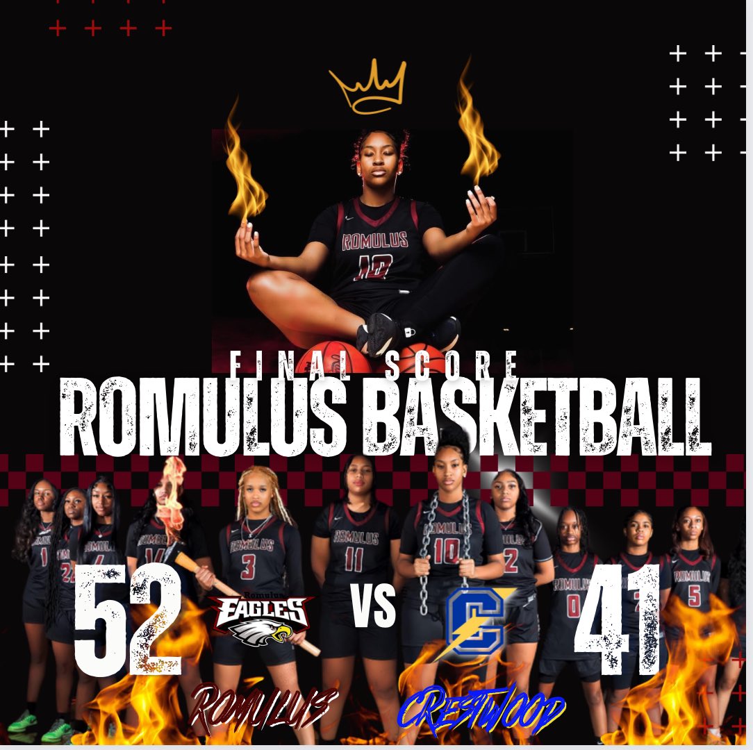 ROMULUS WOMEN’S BASKETBALL (@romulusgirlsbb) on Twitter photo Our Lady Eagles soared over the Crestwood Chargers tonight in league play 52-41. Long live the Eagles!!🦅
@samairasearcy26 14 pts, 11 rebs, 2 stls
<a href="/KarmaaJ5/">Karma Jones</a> 19 pts, 5 rebs, 5 stls, 4 asst
<a href="/robertssaryah/">Sa’Ryah “Rio” Roberts</a> 6 pts, 5 asst, 2 stls
<a href="/JaredPurcellDET/">Jared Purcell</a> | <a href="/alexwmuller_NH/">Alexander Muller</a> Our Lady Eagles soared over the Crestwood Chargers tonight in league play 52-41. Long live the Eagles!!🦅
@samairasearcy26 14 pts, 11 rebs, 2 stls
<a href="/KarmaaJ5/">Karma Jones</a> 19 pts, 5 rebs, 5 stls, 4 asst
<a href="/robertssaryah/">Sa’Ryah “Rio” Roberts</a> 6 pts, 5 asst, 2 stls
<a href="/JaredPurcellDET/">Jared Purcell</a> | <a href="/alexwmuller_NH/">Alexander Muller</a>