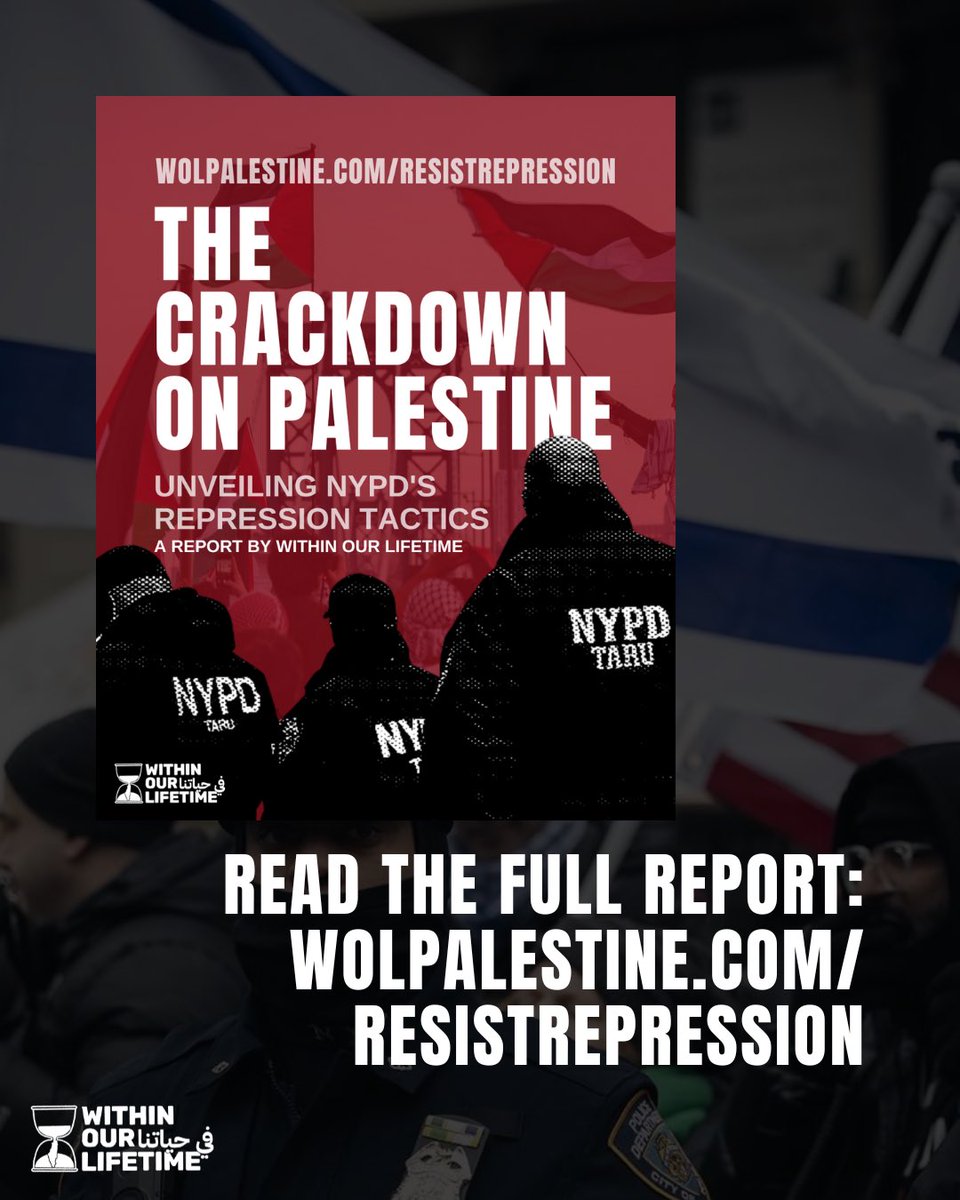 WOLPalestine's tweet image. Read the full report “The Crackdown On Palestine” here: wolpalestine.com/resistrepressi… 

The more they try and silence us, the louder we will be!🇵🇸
#ResistRepression #NYPDUnveiled