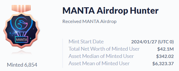 MartinHo99999's tweet photo. #Debank: AE trúng airdrop MANTA vào mint badge này của Debank.

Link đúc: https://t.co/yfsvvIlubZ https://t.co/3IaJt8171y