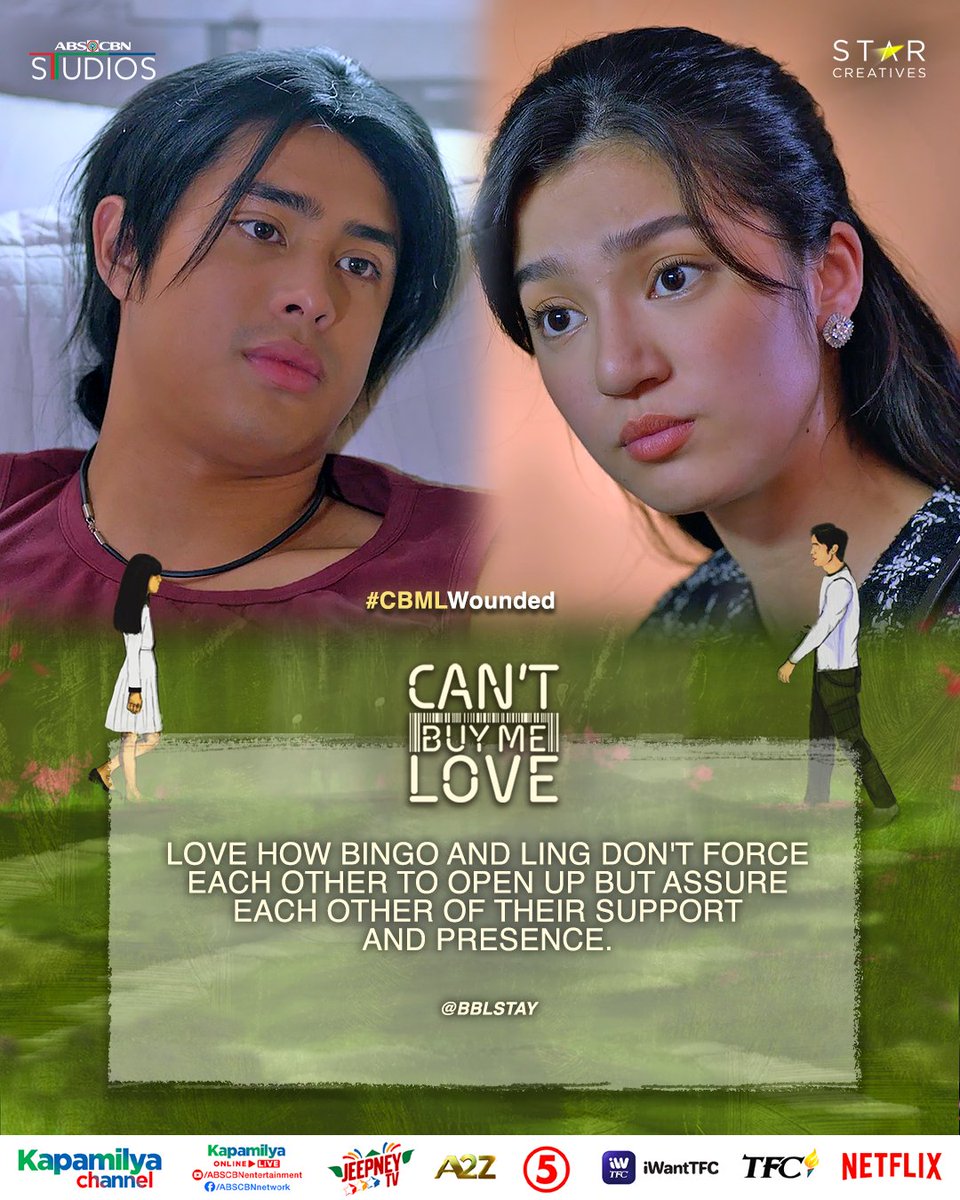StarCreativesTV's tweet photo. It's time to heal #CBMLWounded hearts, how can Bingo, Papi, and Ling overcome each other's problems? ❤️🩹
Catch #CantBuyMeLove weeknights at 9:30PM on Kapamilya Channel, Kapamilya Online Live, A2Z, JeepneyTV and TV5 🏷️❤️ https://t.co/bsCkAGY37H