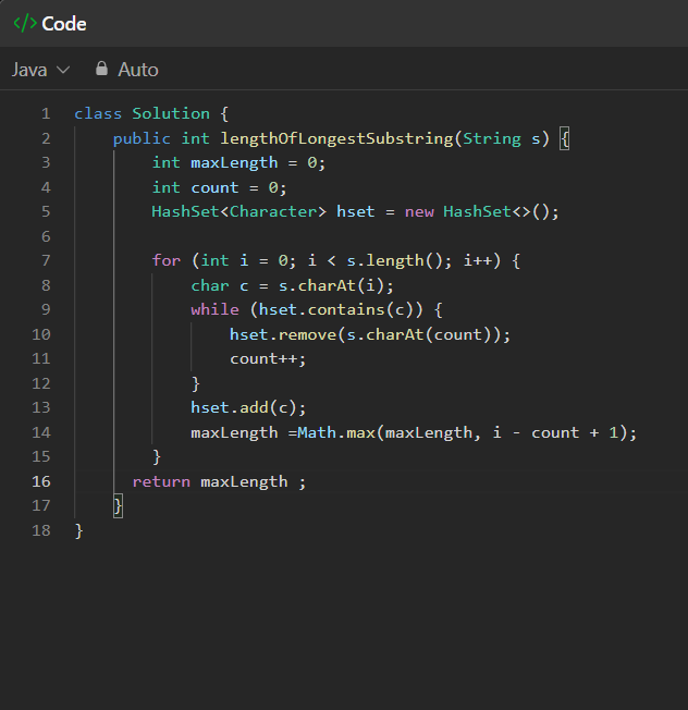 tara_prasada's tweet photo. Longest Substring Without Repeating Characters
#leetcode 
topic: Sliding Window
#100daysofcodechallenge #dsaeveryday #Java #codinglife #buildinpublic #Connect #developer #javascript  #CodingJourney #code https://t.co/f9pMMqOs5b