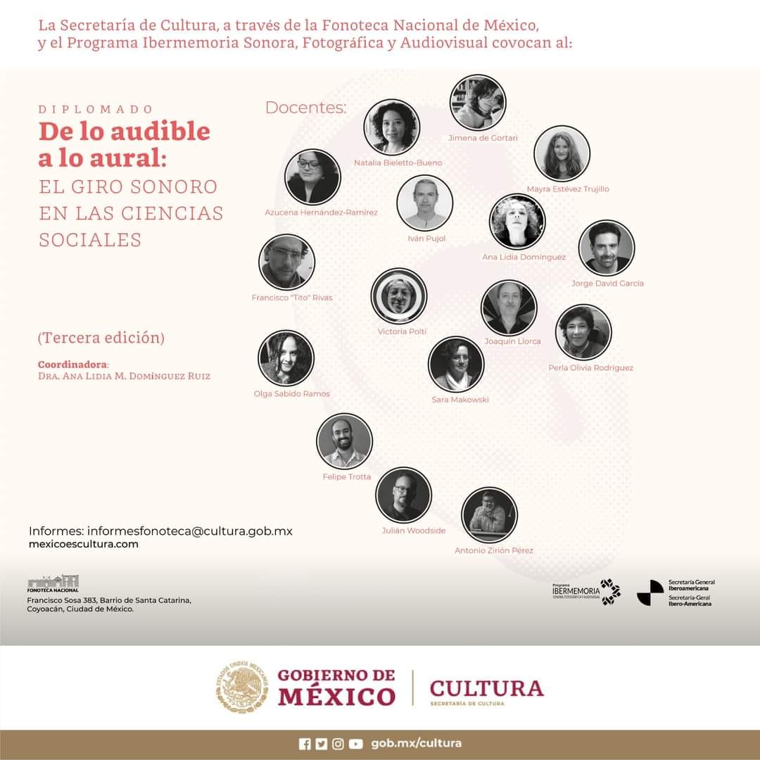 ibermemorias's tweet photo. El programa Ibermemoria Sonora, Fotográfica y Audiovisual ofrece una beca completa por país para cursar el diplomado 𝐃𝐞 𝐥𝐨 𝐚𝐮𝐝𝐢𝐛𝐥𝐞 𝐚 𝐥𝐨 𝐚𝐮𝐫𝐚𝐥: 𝐞𝐥 𝐠𝐢𝐫𝐨 𝐬𝐨𝐧𝐨𝐫𝐨 𝐞𝐧 𝐥𝐚𝐬 𝐜𝐢𝐞𝐧𝐜𝐢𝐚𝐬 𝐬𝐨𝐜𝐢𝐚𝐥𝐞𝐬. https://t.co/89OmisVE6J