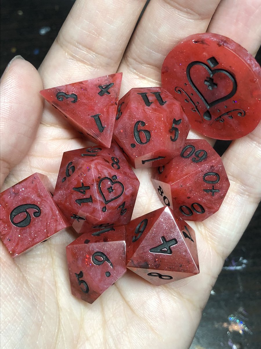 HealersHug's tweet photo. Last few sets that will be going up for the shop update tomorrow January 27th at 3pm PT. There are also about 20 single d20s that will be available at that time as well!

#dnd #ttrpg #dice #diceset #handmadedice #dungeonsanddragons https://t.co/wAqjlWV7ue