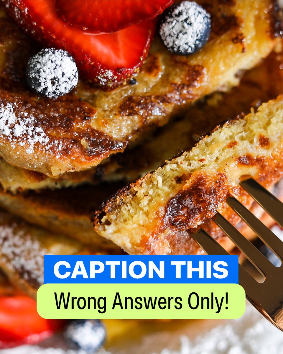 🚨 WRONG ANSWERS ONLY: TOFU #FRENCHTOAST CHALLENGE! 🇫🇷

This delicious French Toast is made with Mori-Nu Silken Tofu! 

#CaptionThis image with wrong answers ONLY in the comments!

Starter: ⁠
“When you’ve been staring at your #breakfast so long, it starts staring back at you…"