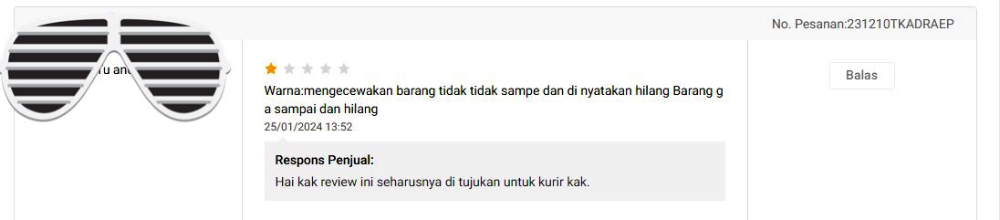 tutunco_id's tweet photo. KURIR SALAH PENJUAL DI RUGIKAN. 

@ShopeeCare 

Kami menerima review 1 bintang oleh customer. Reviewnya adalah komplain karena barang di hilangkan oleh kurir. 

Sekali lagi kami tidak terafiliasi oleh kurir apapun. 

Langkah kami selanjutnya adalah menghubungi @ShopeeCare. https://t.co/Le73r2ZxXi
