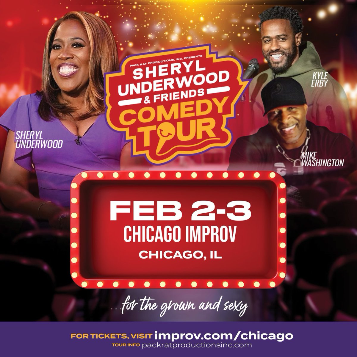 Hey🌍⁦@sherylunderwood⁩ & Friends w/⁦@KyleErby⁩ & ⁦@laffwitmikewash⁩ are coming to the Chi ⁦@ChicagoImprov⁩ get your tickets now!