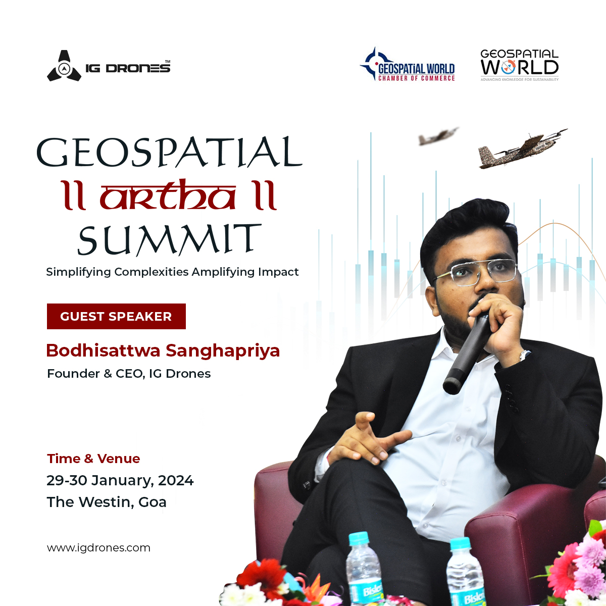 Witness our Founder and CEO Bodhisattwa Sanghapriya as the chief speaker at the Geospatial Artha Summit 2024, marking a momentous achievement!

#GeospatialArthaSummit2024 #IGDronesInnovation
#DronesTechnology #MappingTheFuture #dronesforgood #drones #droneecosystem