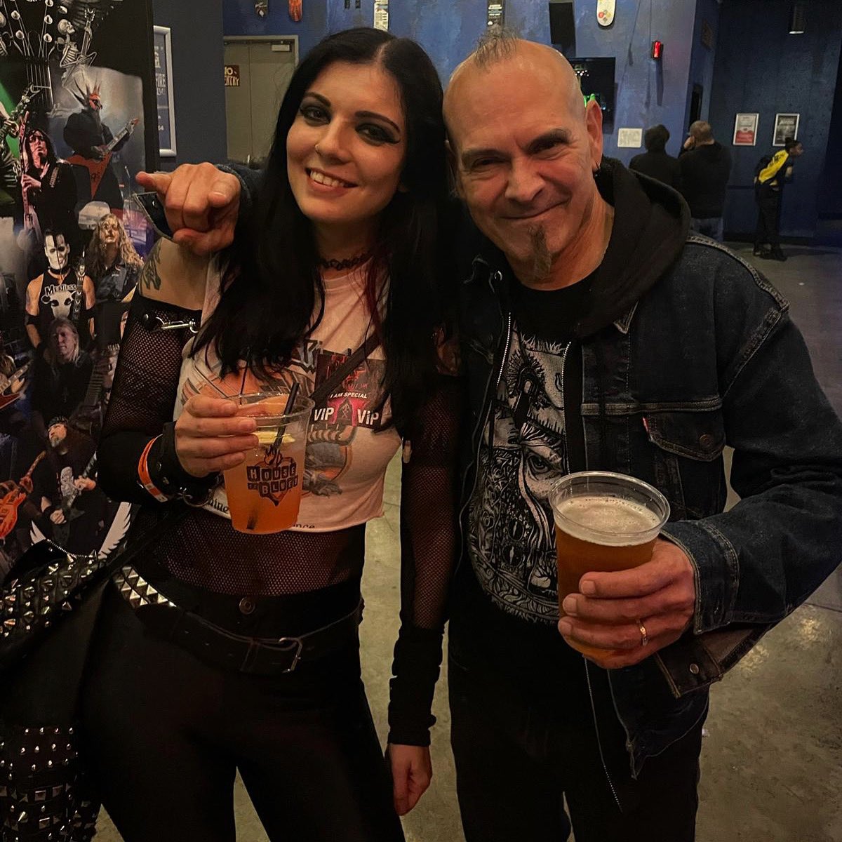 A dangerous meeting indeed.. Becky Baldwin and Joey Vera last night at a NAMM after party.