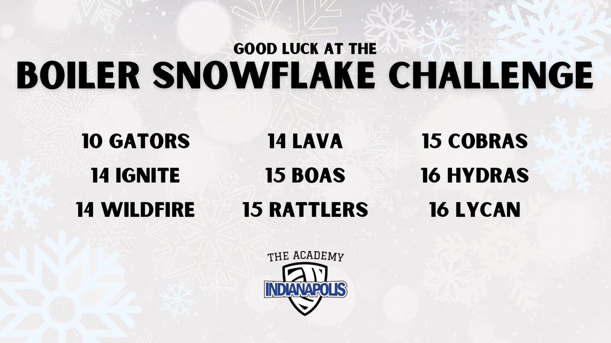 TheAcademyVB's tweet photo. Best of luck to our teams competing at the Boiler Snowflake Challenge! 

#academystrong #academyfamily  #weareone https://t.co/KsDIXYtZLV