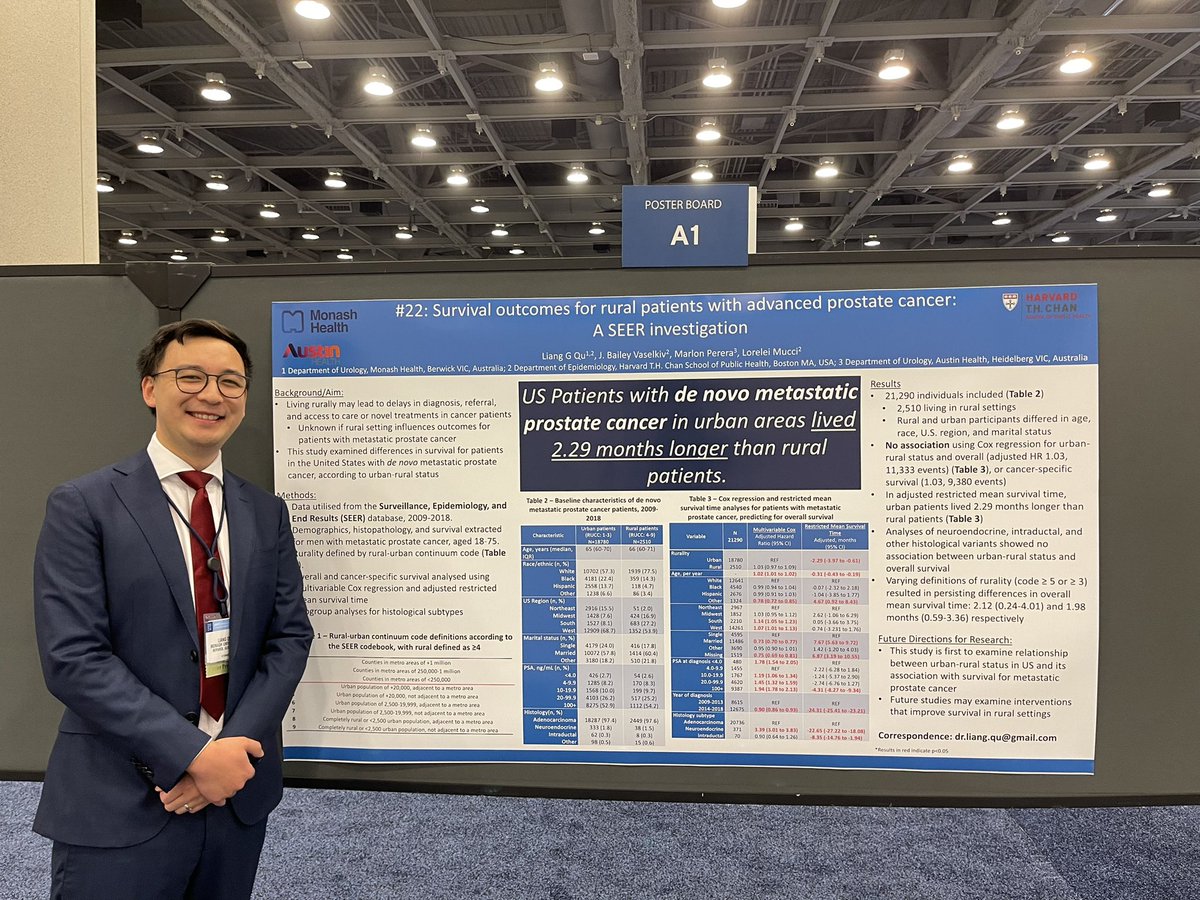 LiangGQu's tweet photo. It’s very special to be back in SF for #gu24 - this one’s commemorating 20 yrs! Prostate yday, urothelial cancers today, and more to come tmrw!

Special thanks to Bailey, @drMPerera, and Prof Mucci @HarvardChanSPH  for their assistance with this important SEER work 💪 ⬇️⬇️⬇️ https://t.co/U8tRXgHtpC