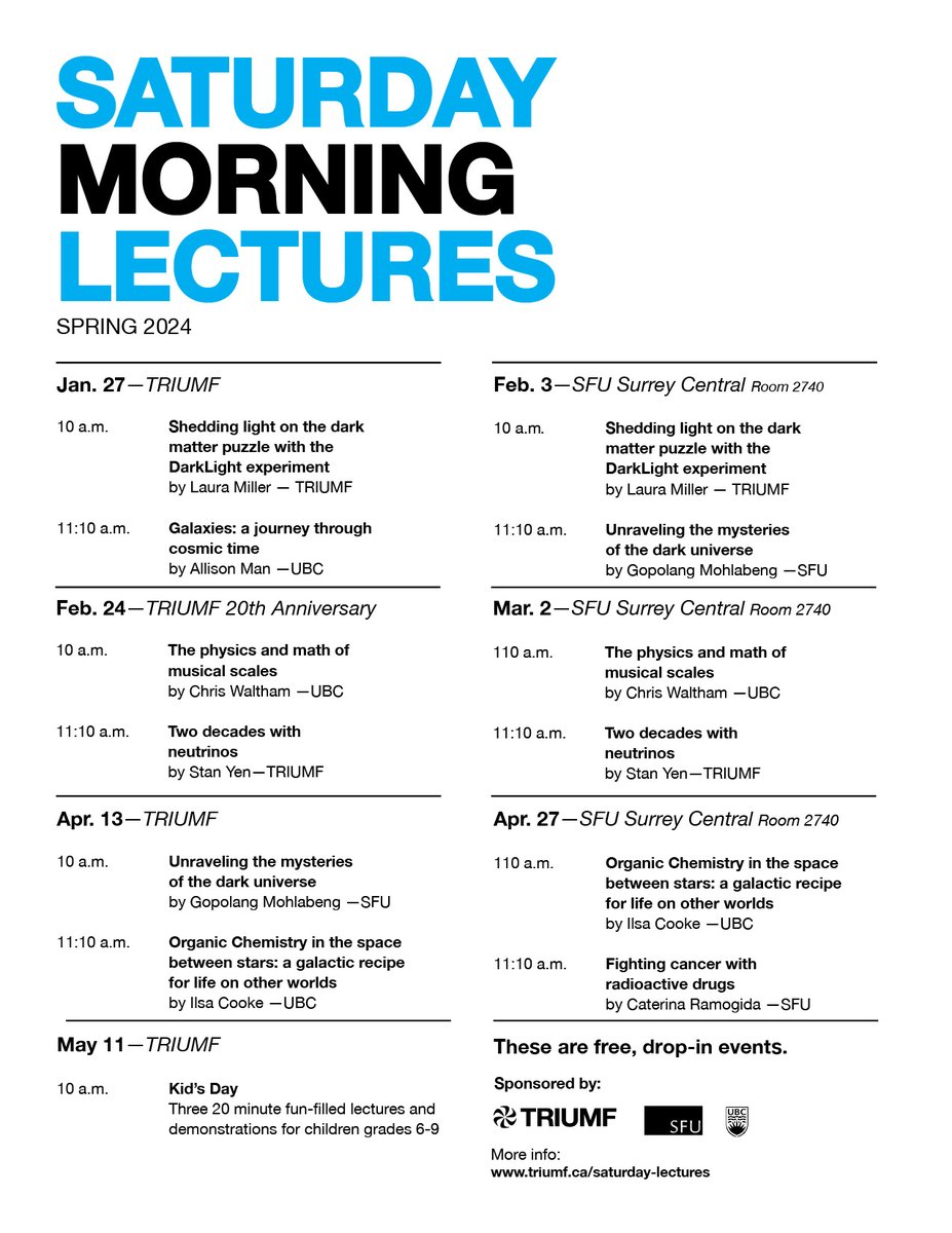 The full Saturday Morning Lectures schedule is here: