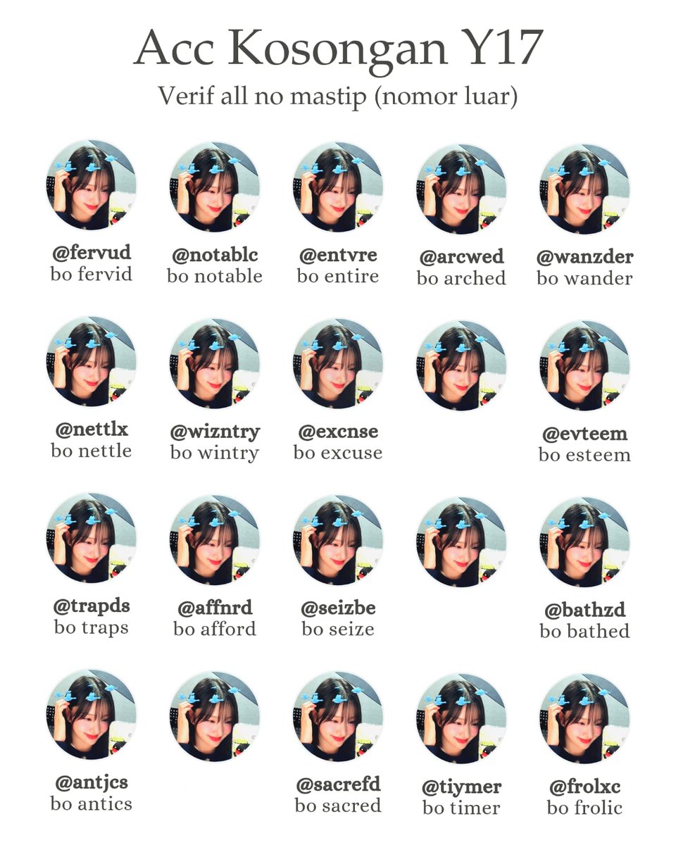 ✧⁠*⁠。wts acc kosongan 

💸 9k / acc

✮ verif all no mastip
✮ minus ssb abis ganti @
✮ data lengkap 
✮ masuk mt &amp; ht ( dimainin dulu )