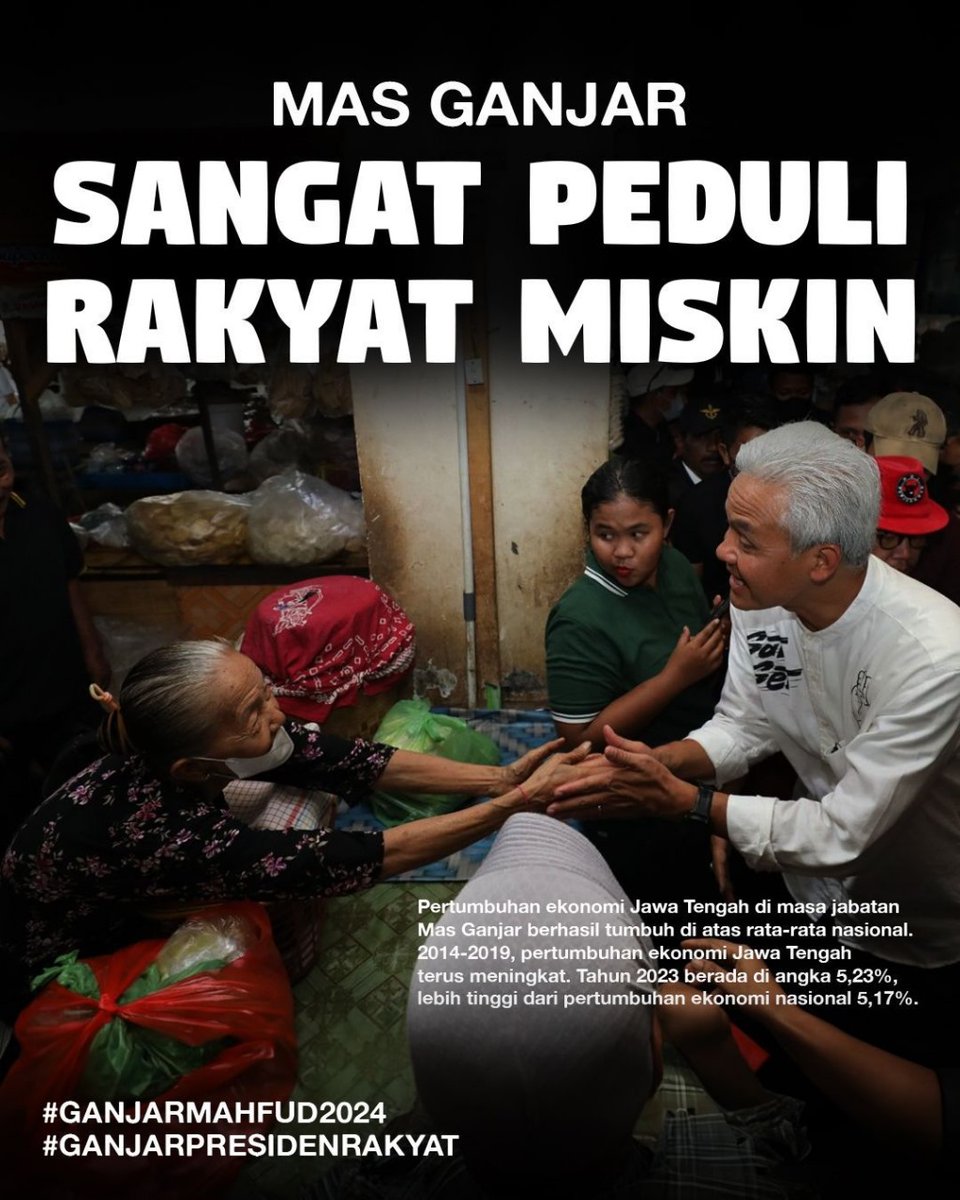 Dukungan anak muda untuk Ganjar-Mahfud karena mereka lihat solusi konkrit dalam menjaga stabilitas harga, 3nak di kantong pasti terjamin . Gandakan Kesejahteraan, Raih Kemakmuran Berkelanjutan @lapendoz76 
#GanjarPresidenRakyat
#GanjarMahfud2024
#Coblos3