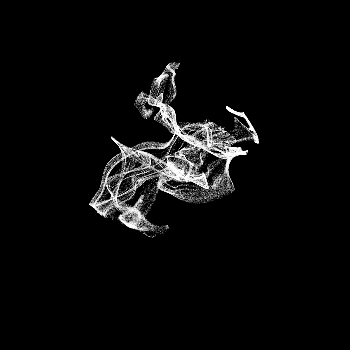 ginzi_o's tweet image. setup=o=&amp;gt;{r=random,q=noise,createCanvas(w=800,w),background(0);$=1,_=1,t=r(1e3),e=r(1e3);blendMode(SCREEN),stroke(255,80);for(l=0;l&amp;lt;3e5;l++){f=sin(-_)+cos(-$),n=sin(.7*$)-1.4*cos(1.7*_);point(q(.2*f,2*n,t+5e-8*l)*w,q(.2*f,2*n,e+5e-8*l)*w),$=f,_=n}}
#genuary14 #つぶやきprocessing