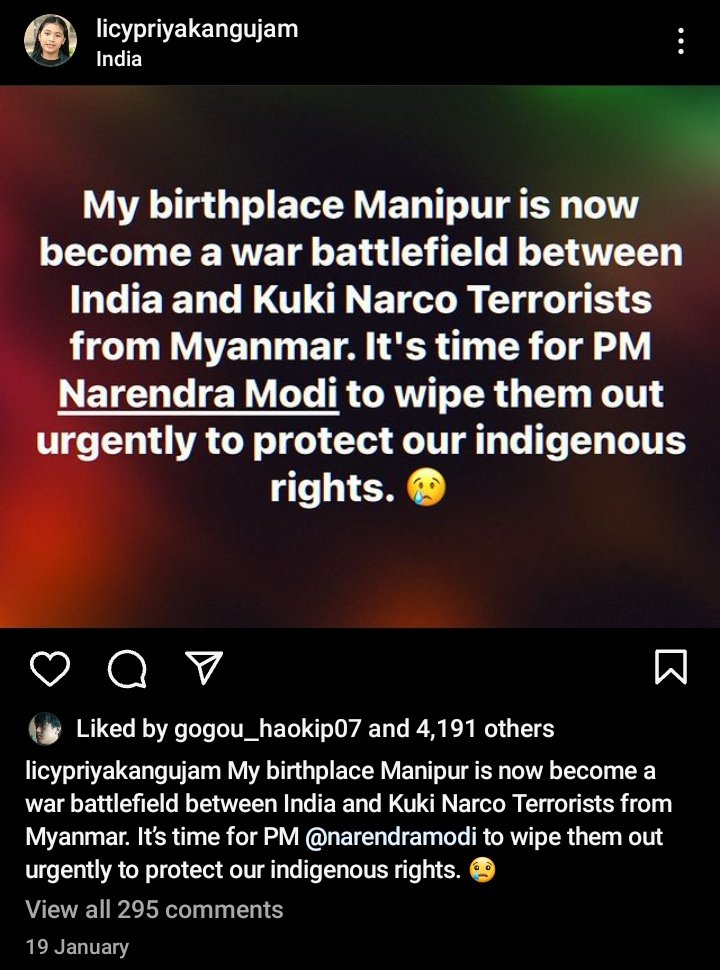 haokip_alice's tweet photo. The HATE that carries this little girl is insane. 
A pseudo climate activist, not so humane in nature, has once again talked about one particular ethnic "WIPE OUT" after Mr Pramod Singh, Chief of Meitei Leepun made the same statement on national media with Karan Thapar. 
"TO WIPE OUT ONE ETHNIC GROUP" just to attain & get protected of her Indigenous rights? Does it make sense? 

This 11-year-old stupid kid must be immediately taken to mental asylum. 
#MeiteiWarCrimes